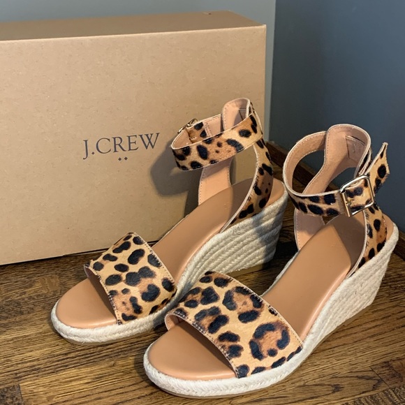 J. Crew Shoes - NWT J.Crew Calfhair Espadrille Wedge Sandals 7.5